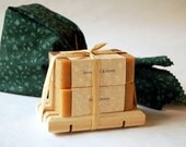 Custom gift set of handmade soaps - pick two soaps.  Includes wooden soap dish and gift wrap.