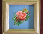 Cottage Rose Real Victorian Scrap Die Cut Scrap Framed