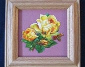 Bohemian Cottage Decor Roses Yellow Mauve Framed Rose Picture