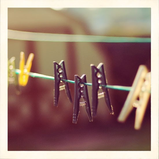 Pegs - 8x8 Original Signed Fine Art Photograph - rich warm color - clothespins