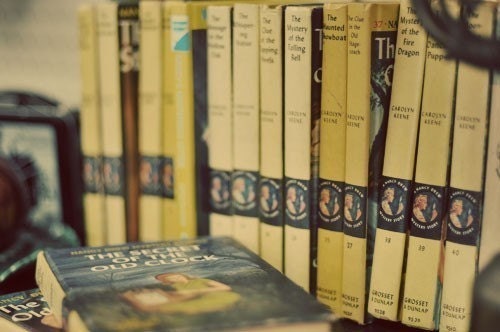 Book Photography 4x6 Nancy Drew print - Its a mystery - gift for librarian book lover - retro modern vintage yellow