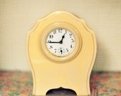 retro modern photograph - Tickety Tock 8x8 Print - butter yellow vintage clock quirky minimal photography - alicebgardens