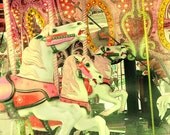Nursery Decor - Carousel 8x8 Surreal Photograph - merry go round horses print bright colors