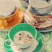 shabby chic photography teacup print - Before the Party 8x10 Photograph charming photo mustard yellow mint green tea Hostess Gift For Her