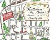 Custom Watercolor Wedding Map DIY, print at home or order prints