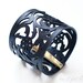 Leather Cuff Bracelet - "Rose Lace" Bracelet in Black Leather