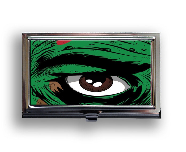 Business Card Comic Book Eye Metal Case Fits Business, Credit, Debit and Gift Cards