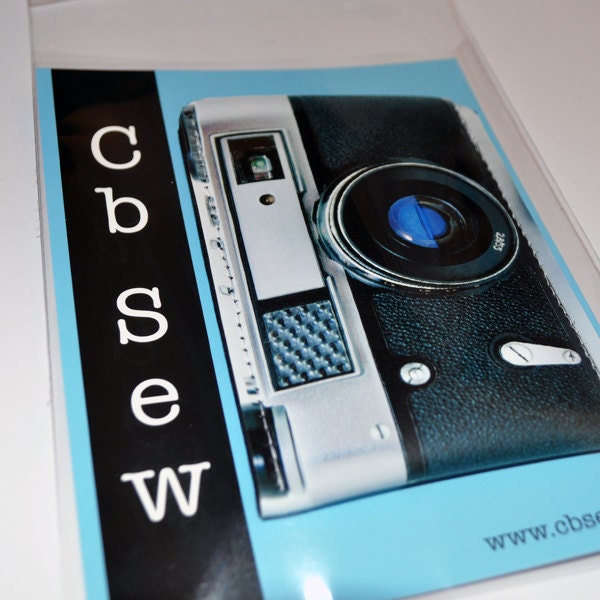 Business Card Case Retro Camera Black Silver Wallet Debit, Credit, Gift Card Sleeve