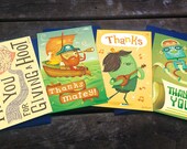 Set of Four 4x6 Thank You Cards w/ navy envelopes