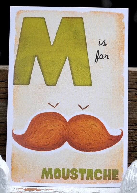 M is for Moustache - 4x6