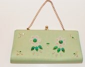Vintage Green Beaded clutch