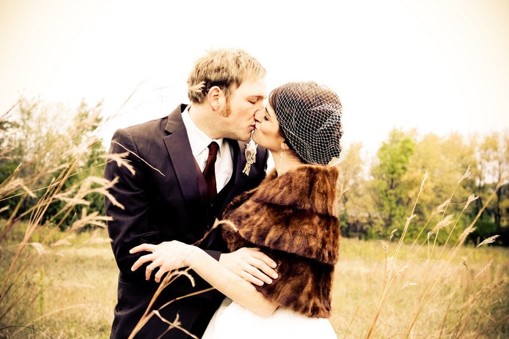 voluminous birdcage veil - ivory and white