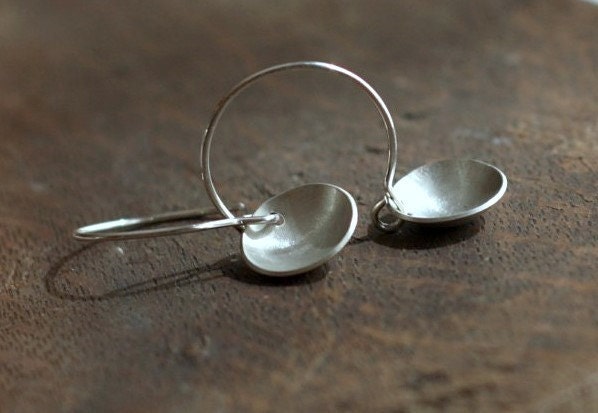 brushed recycled silver cup earrings- the solstice mini cups