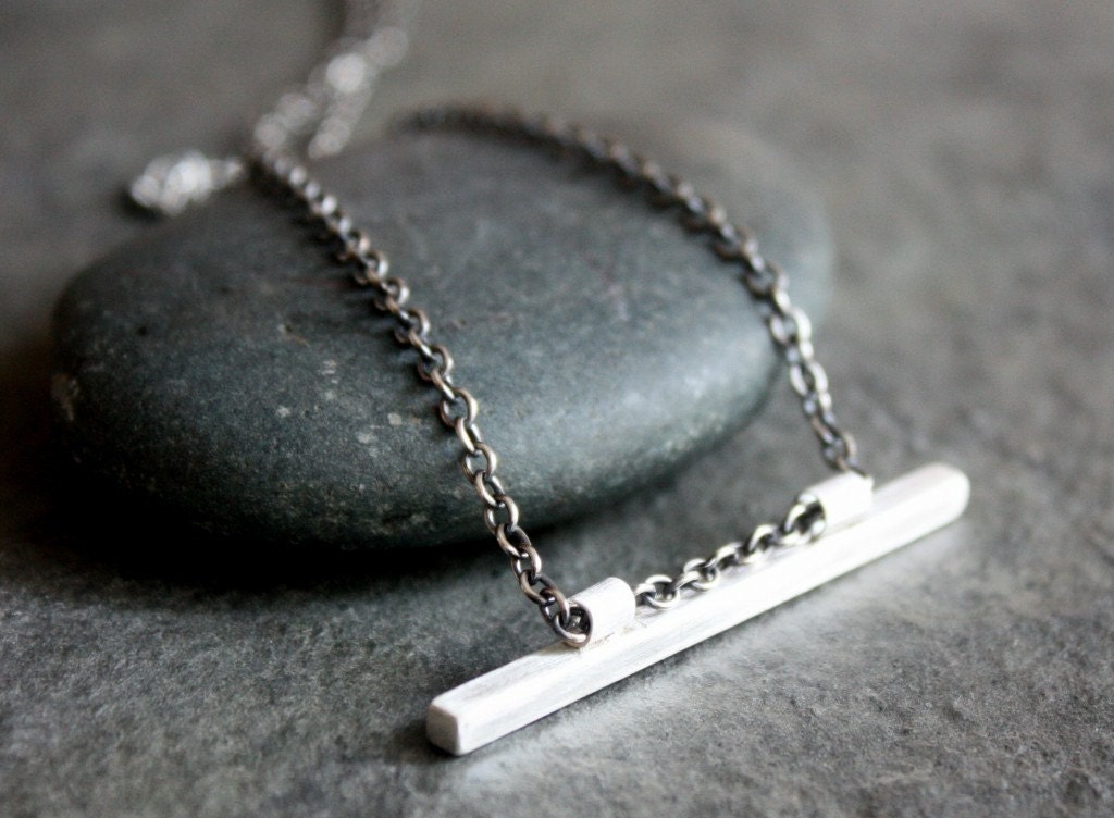 recycled silver necklace- the bar