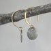small oxidized recycled silver disk and gold earrings- the luna mini