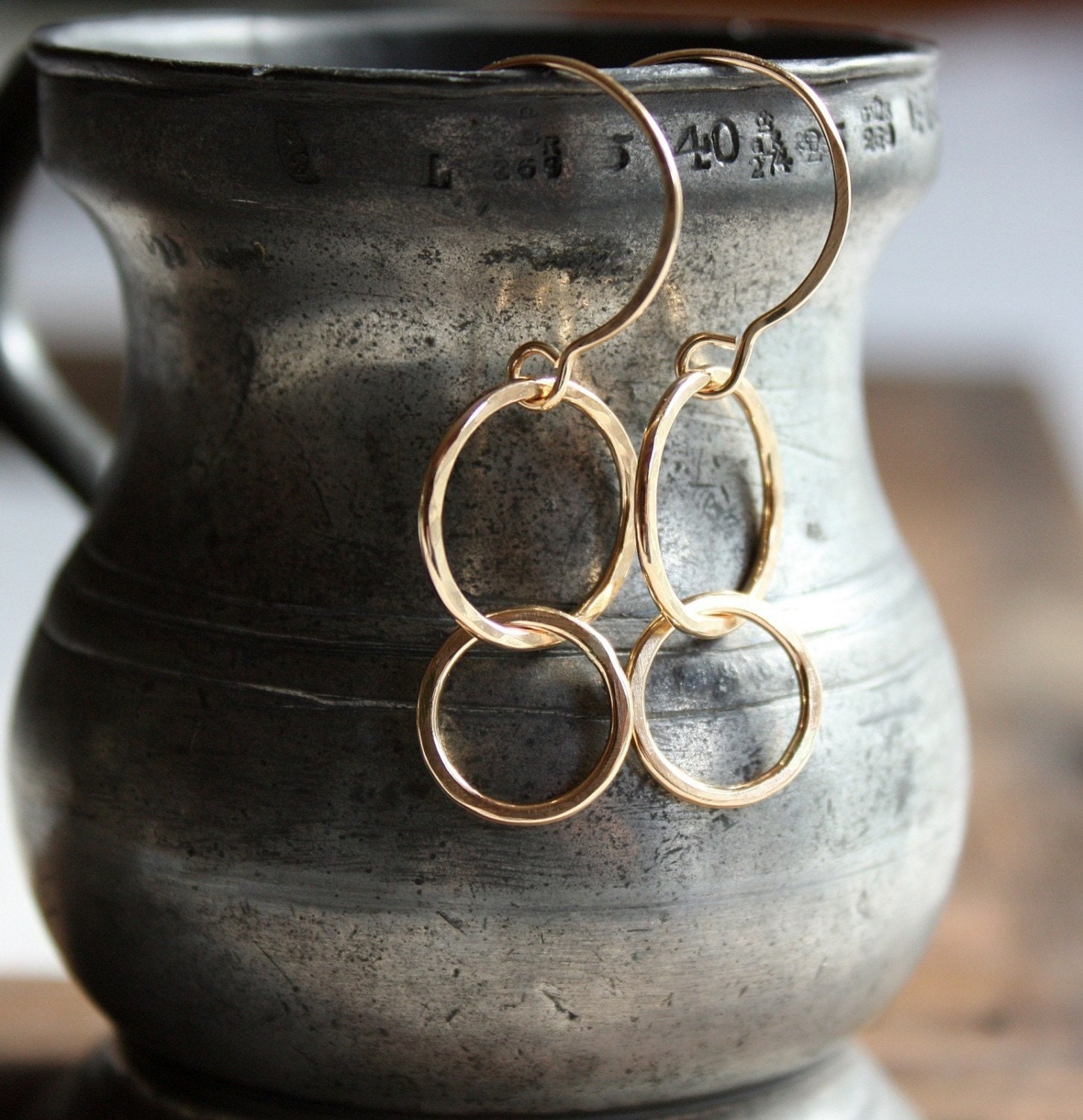 gold circle earrings- the bubbles
