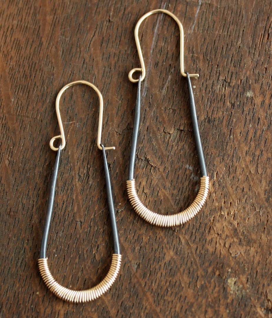 recycled silver modern horseshoe hoops with gold