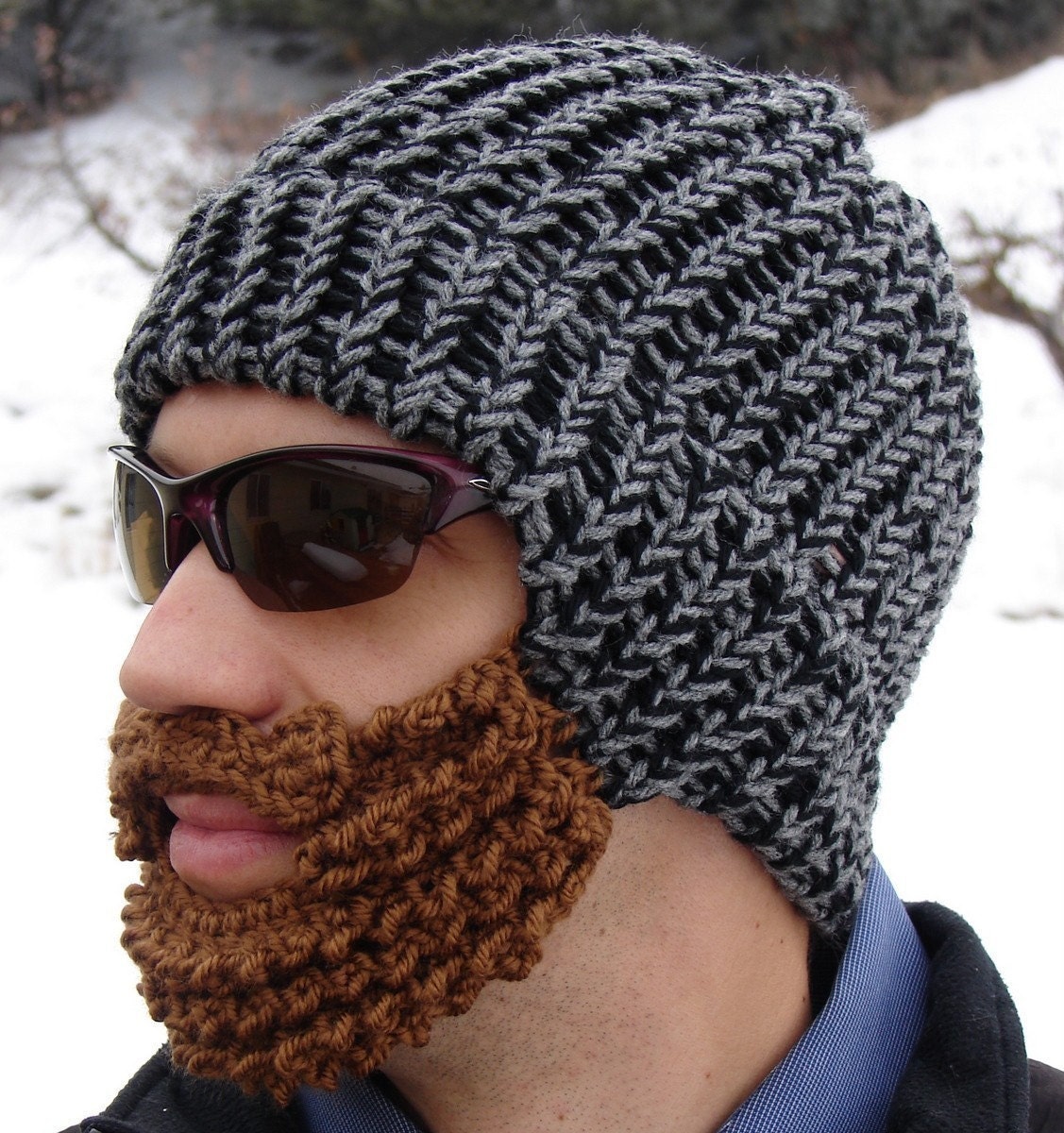 lumberjack beard hat - black and gray
