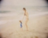 Beach Memories - Mother, Child, Walking, Beach, Holga - Fine Art Film Photograph