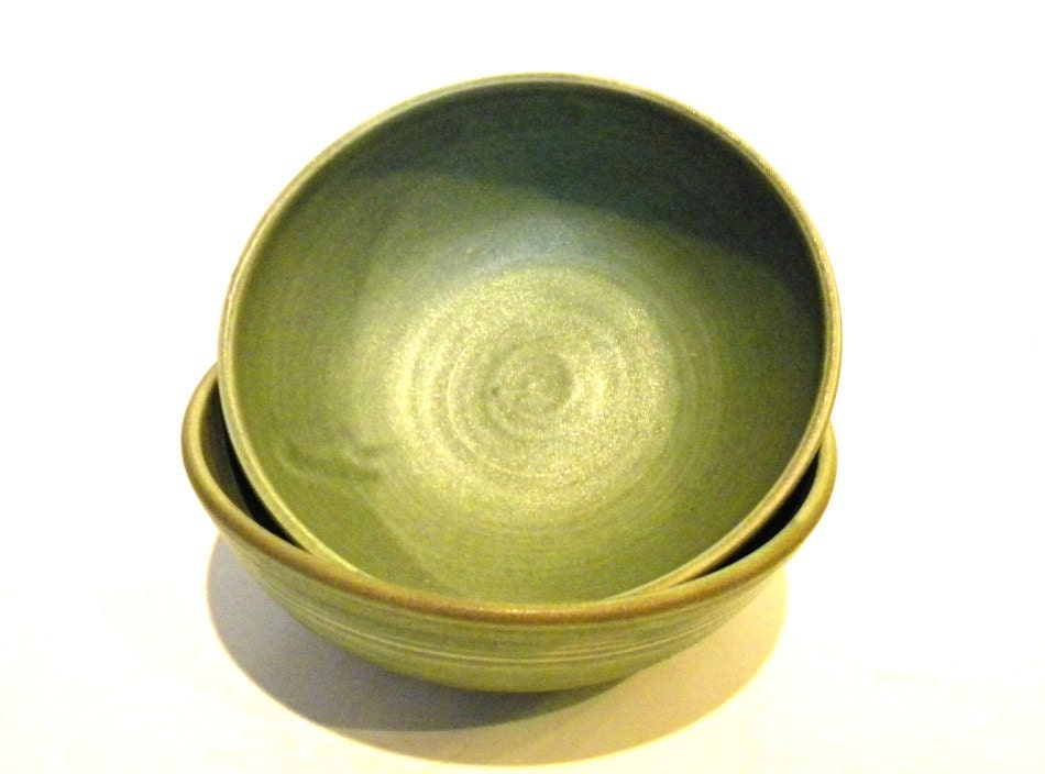 6" Handmade Bowl-- Olive Green- Hand crafted pottery-- for soup / cereal / salad from CrutchfieldPottery on etsy.com