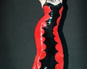 Two tone extreme detail cut out latex gown dress. by  Venus Protoype