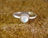 Rainbow Moonstone Stacking Ring - Handmade with Argentium Sterling Silver, Silver Stacking Ring, Moonstone Ring, Moonstone Jewelry