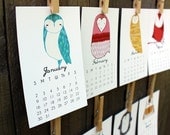 Sale 2013 Illustrated Owl Calendar with Display Easel