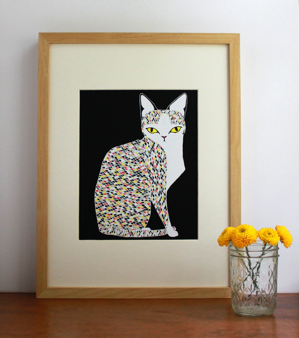 Confetti Cat Illustration - Free US Shipping