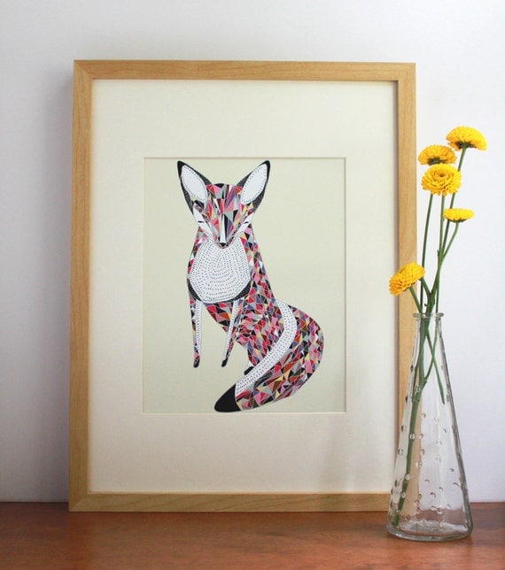 Quilted Fox Print - Free US Shipping