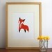 October Little Fox Illustration, Fox Art Print, Nursery Art, Children Decor, Fox Art, Orange Fox Art - Free US Shipping
