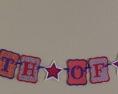 Sale - was 28.20 - FOURTH of JULY Banner / Garland patriotic USA America independence Americana red white blue decoration swag bunting 4 4th