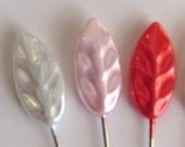 15 Valentine Leaf corsage/stick/straight pins, pink, red, white, scrapbooking, cards, embellishment