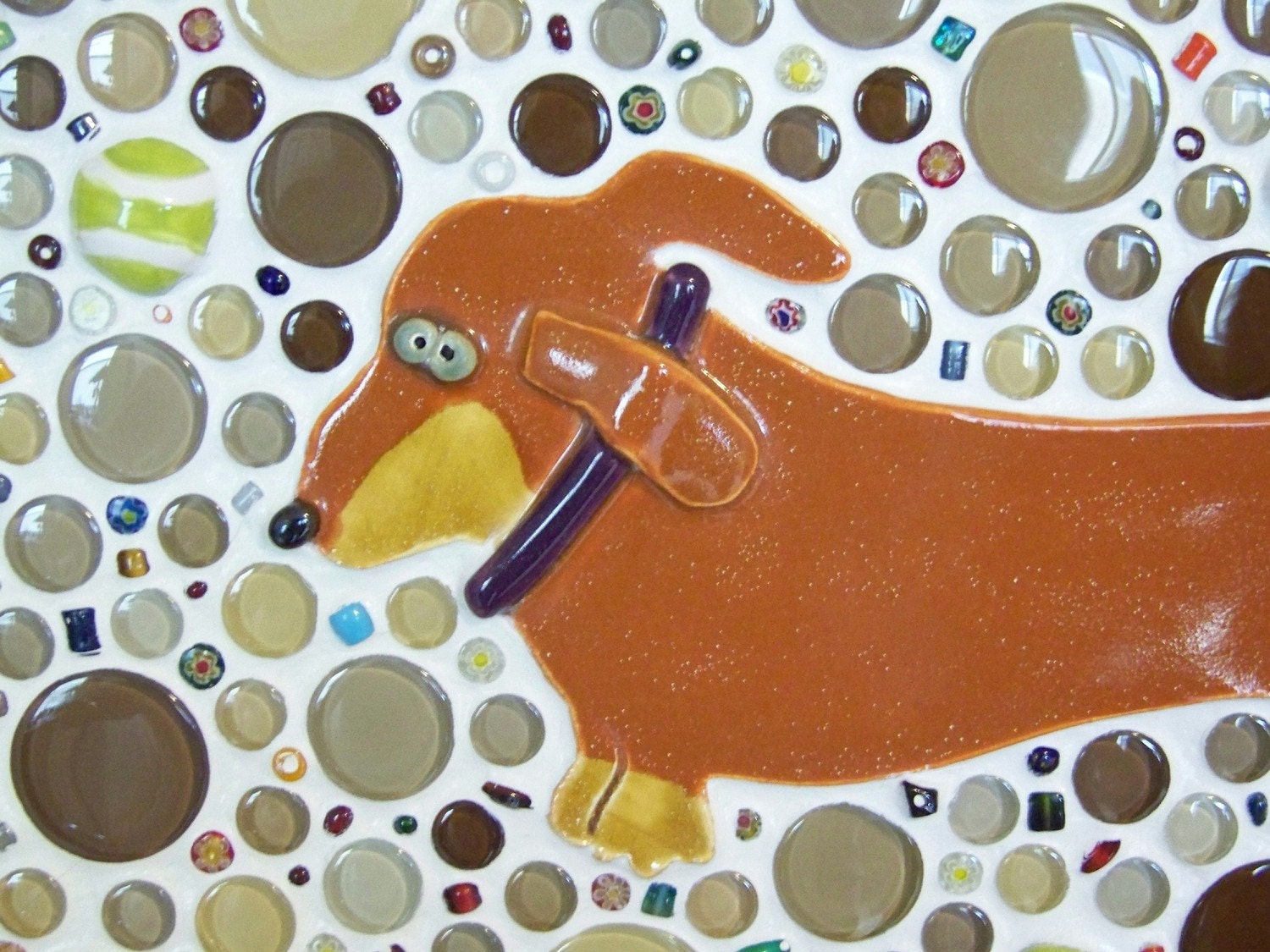Mosaic Dachshund Dog Wall Art "Tail Chasers"