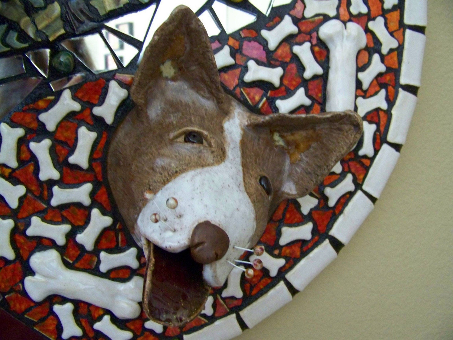 Mosaic Great Dane and English Bull Terrier Circular Picture "Woofpack"