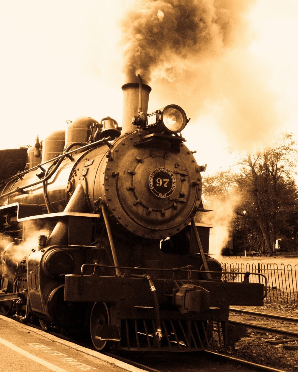 Photograph Sepia Toned Steam Train - 8x12