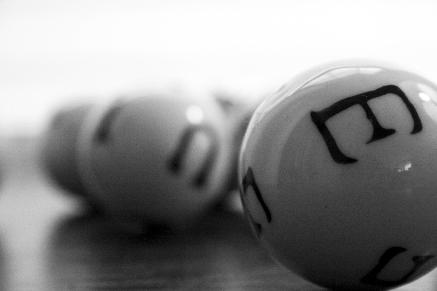 Photograph of the Letter E White Balls - 4x6