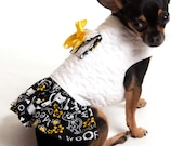 Quilted Dog Coat Jacket with attached pocket and matching ruffled skirt