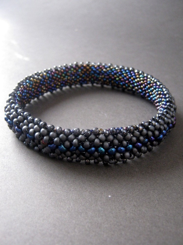 The Basilisk Purplish Beadwork Bangle
