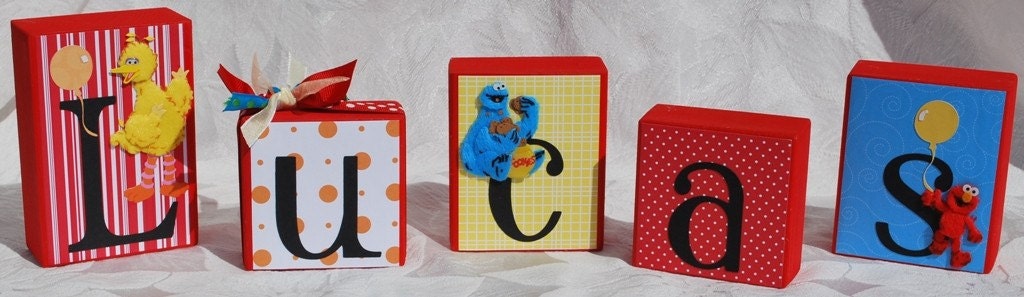 Sesame Street Birthday Name Blocks Letters . Lucas