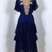 1920's Antique Vintage Navy-Blue Flutter Crepe-Chiffon Rhinestone Lace Art-Deco Couture Flapper Dress