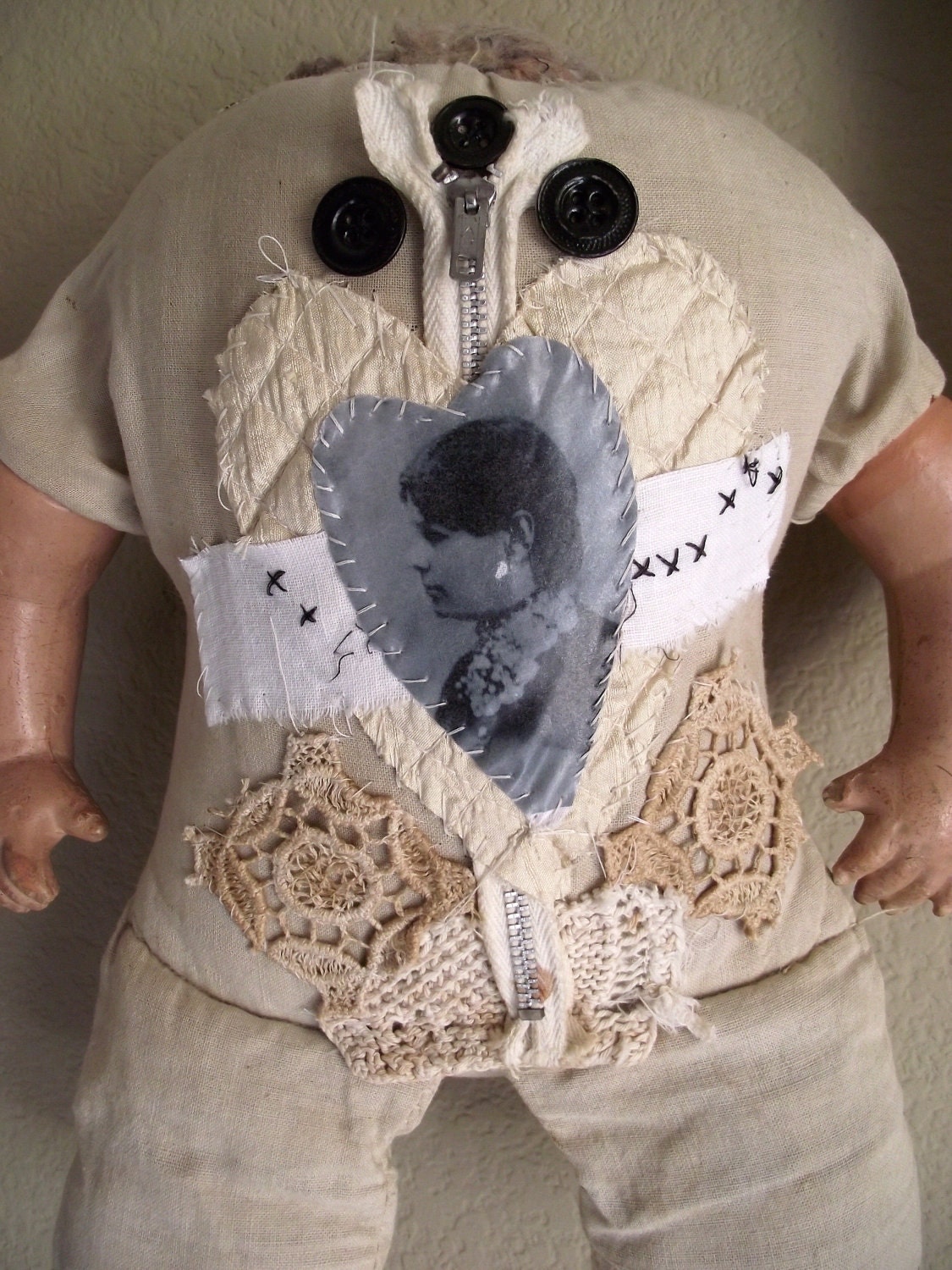 Altered Art Doll,Composition Doll, Vintage Doll, Mixed Media