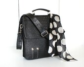 Silk scarf polka dots skinny scarf in black and white by Thongbai Tatong
