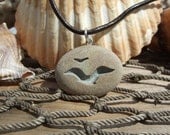 Seagulls in Flight - Martha's Vineyard Beach Stone Pendant