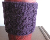 Cabled Coffee Cup Cozy in Purple