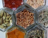YOUR CHOICE of 7 Organic Spices in Magnetic Jars Hand-Stamped with Spice Names.  Unique Holiday Gift. Free Shipping.
