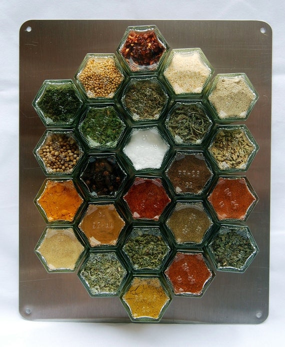 Complete Magnetic Spice Rack. EVERYTHING but the... Spice Kit (Includes 24 ORGANIC Spices, Magnetic Jars AND Wall Plate).