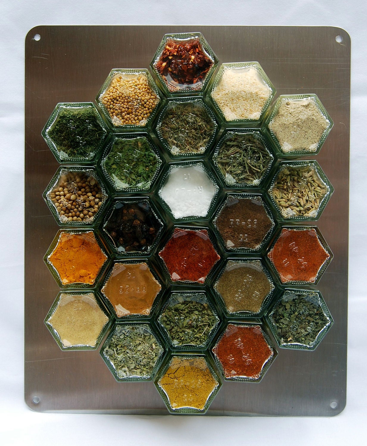 Complete Magnetic Spice Rack. EVERYTHING but the... Spice Kit (Includes 24 ORGANIC Spices, Magnetic Jars AND Wall Plate).