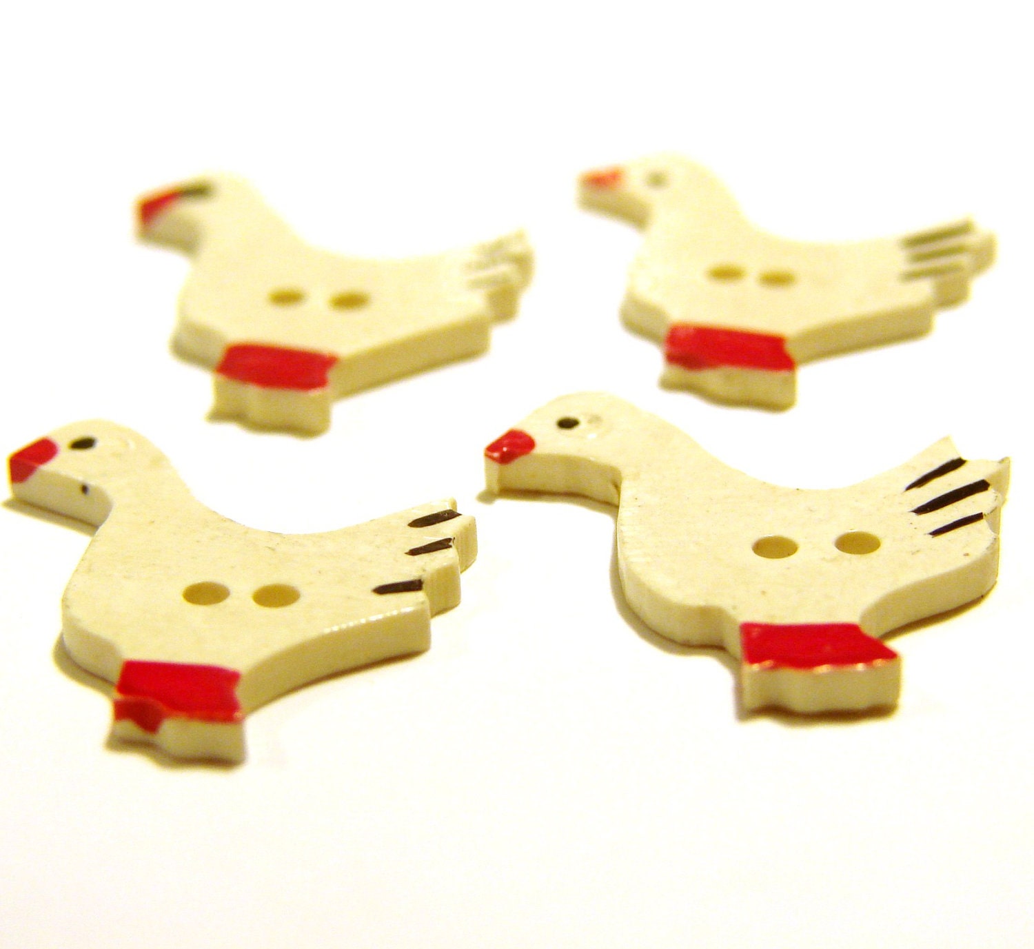 Chicken Realistic Buttons - Set of Four