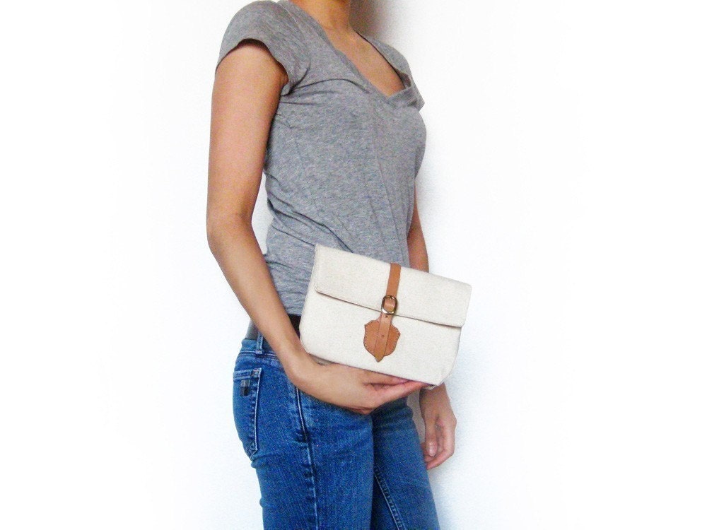 The Clutch in Blue and White striped ticking