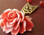 Mrs. Lovett - Red white gothic rose necklace - Bountiful Winepress